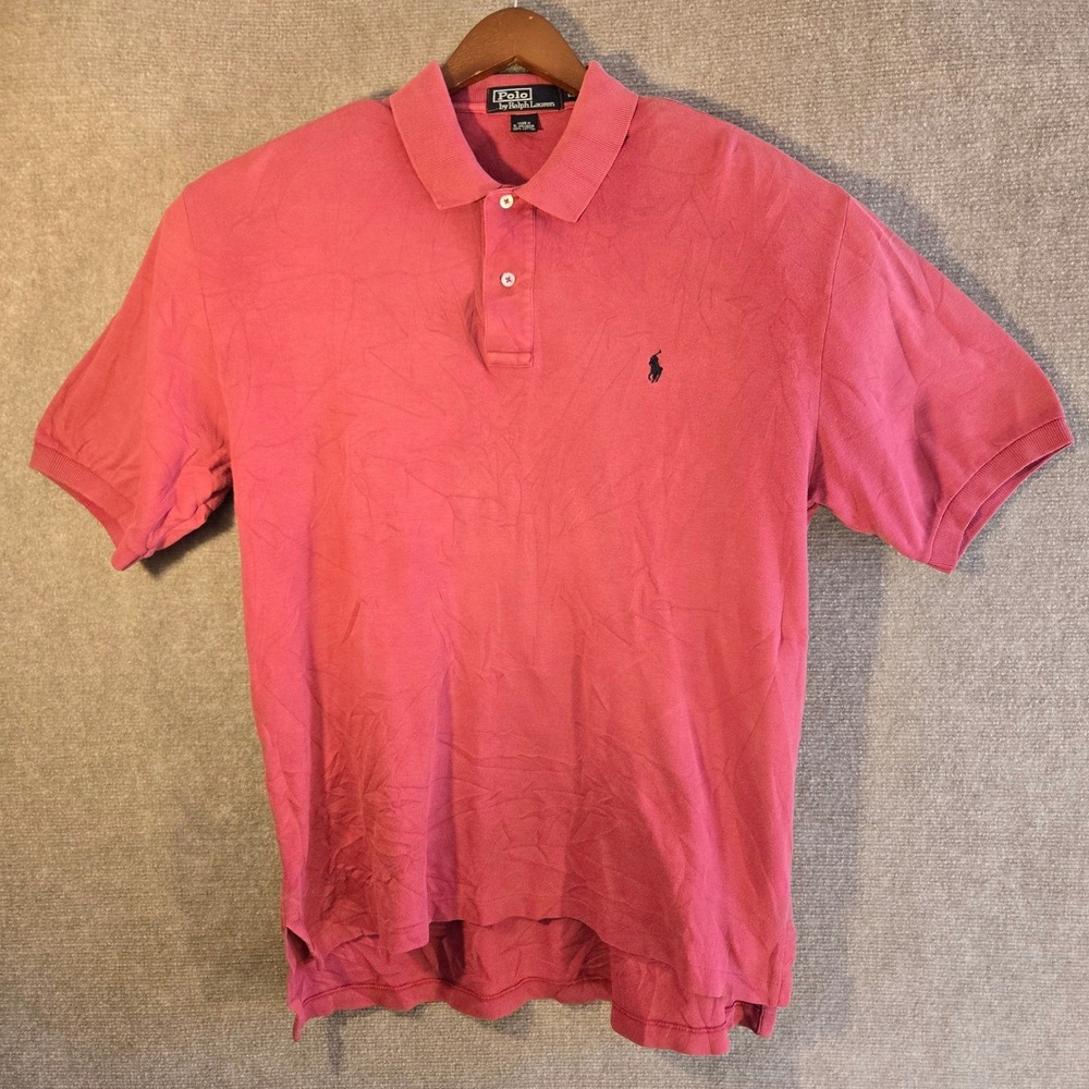 Polo Ralph Lauren Mens Classic Fit Short Sleeve Pique Polo Shirt Salmon Pink M